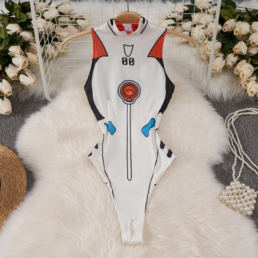 Summer Clothing Bundle - White Cute Sweet Cartoon Printed Jumpsuit