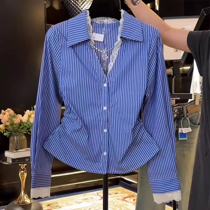 Summer Clothing Trends For Women - Elegant Lace Patchwork Pleated Slim Blouse
