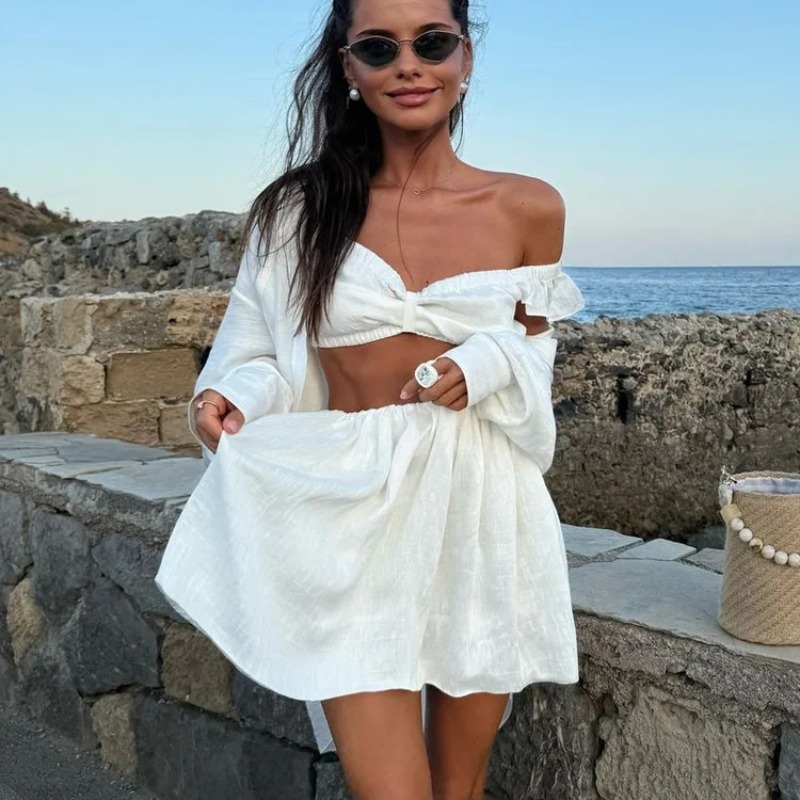 Summer Clothing Women Sale - Tank Top Puffy Mini Skirt Two