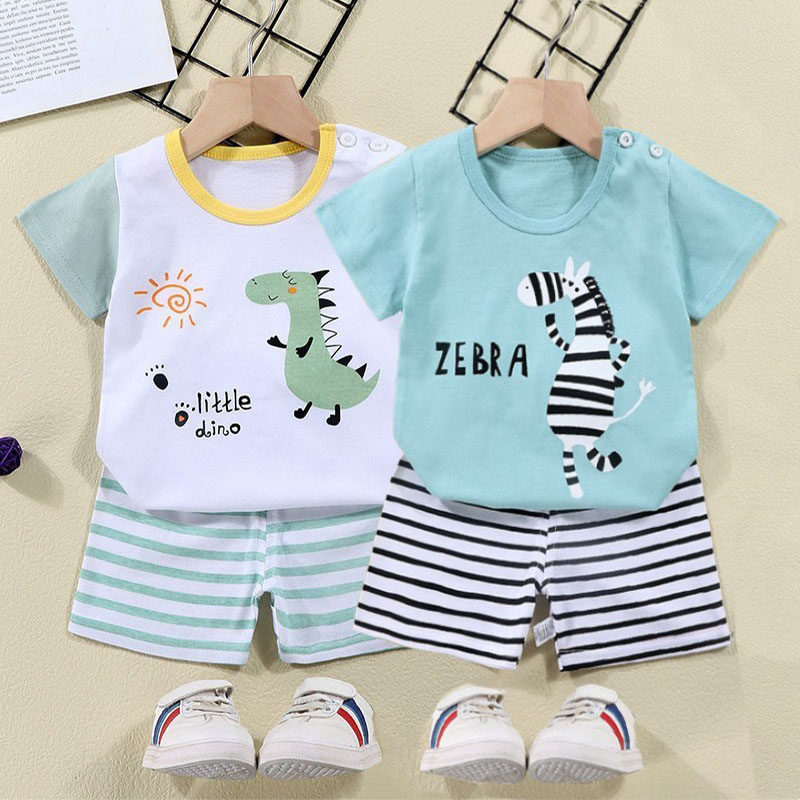 Summer Clothing Newborn - Cotton Tees+Shorts 2-piece Tracksuit Set Kid