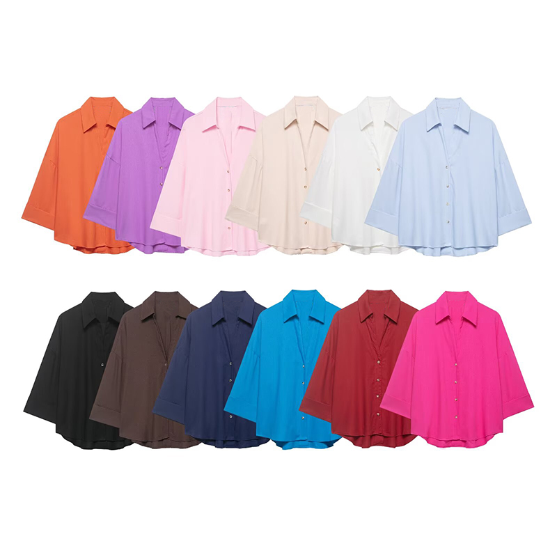 Tie Front Shirt - Women's Shirts Fashion Loose Casual Shirts