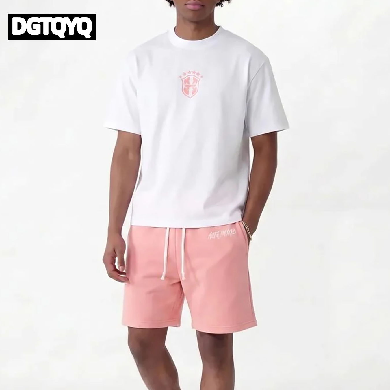 Summer Clothing Cheap - Man's Summer New Pink Embroidered Casual