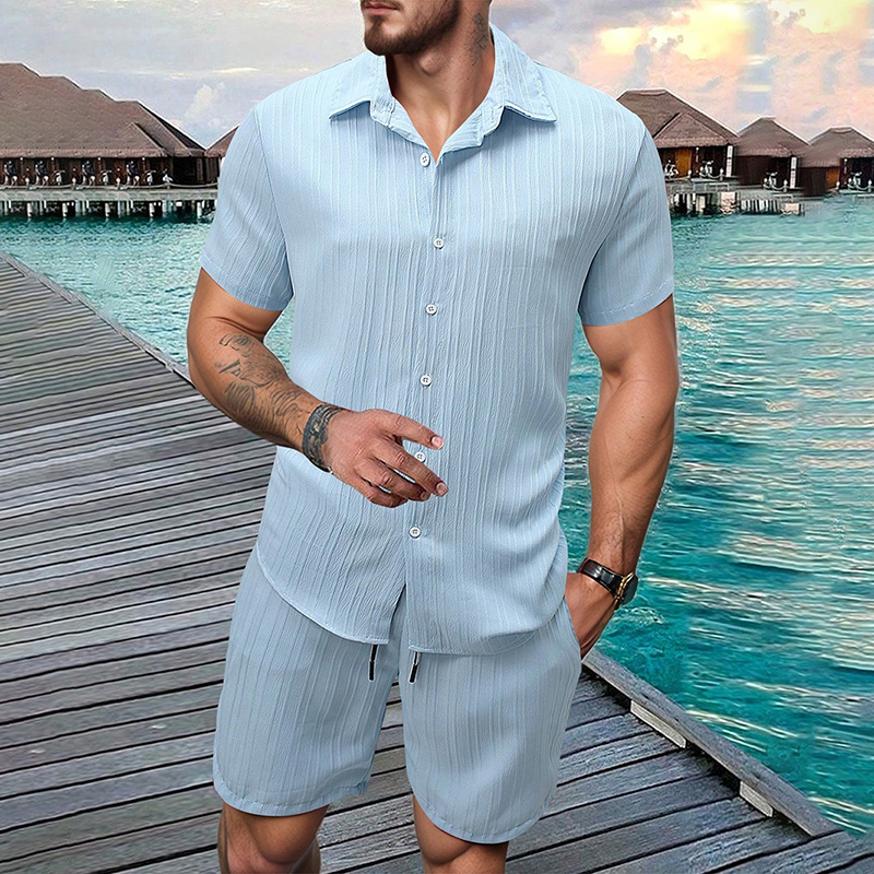Summer Clothing Essentials - 2026 New Men Vertical Wrinkle Lapel