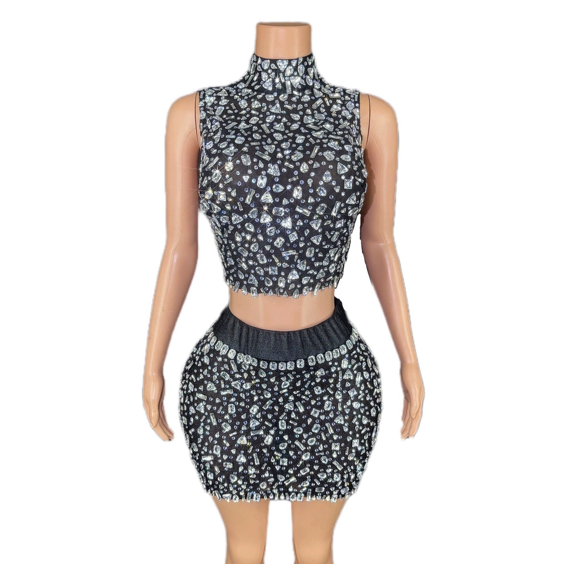 Full diamond split dress set d - Summer Clothing Words 评论和价格