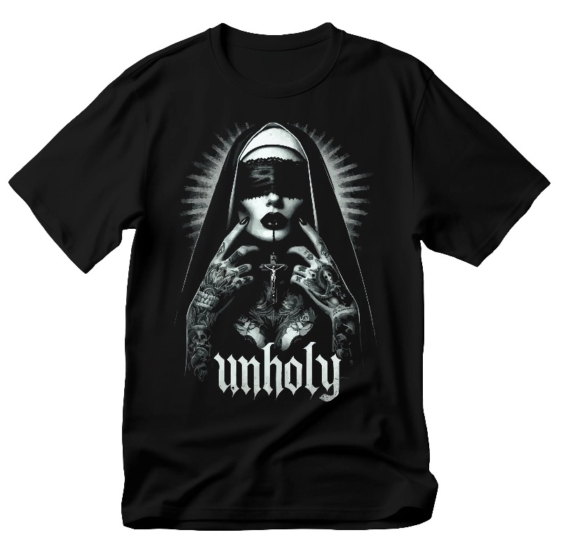 Unholy Nun T-Shirt: Gothic Sat - Summer Goth Clothing 评论和价格