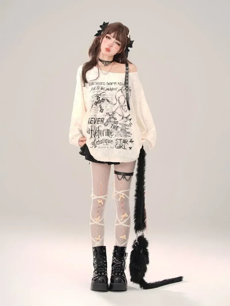 Grunge Gothic Off Shoulder Gra - Summer Goth Clothing 评论和价格