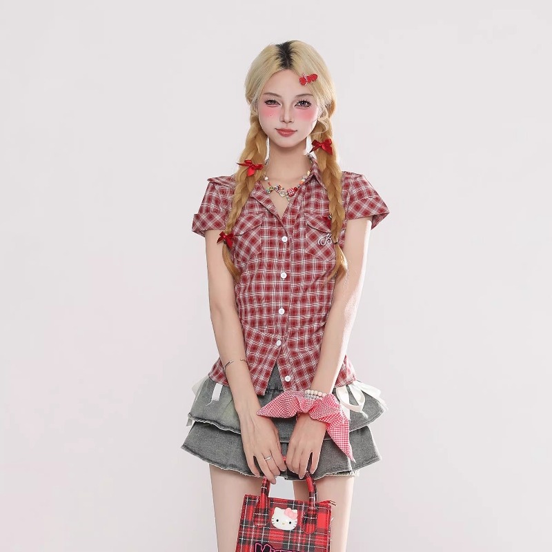 Harajuku Vintage Gothic Plaid  - Summer Goth Clothing 评论和价格