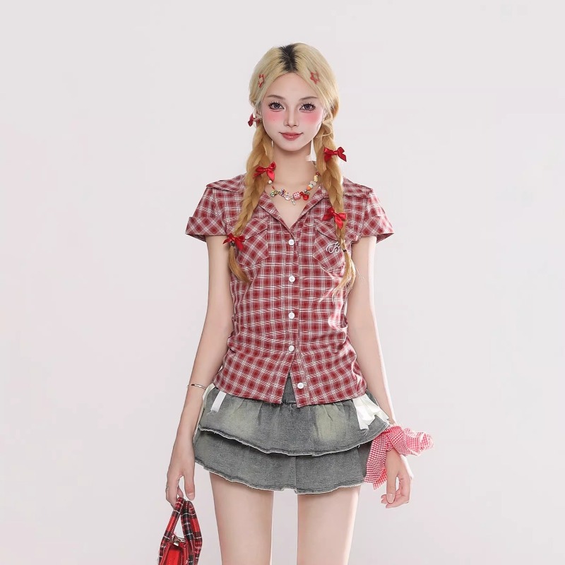 Harajuku Vintage Gothic Plaid  - Summer Goth Clothing 评论和价格