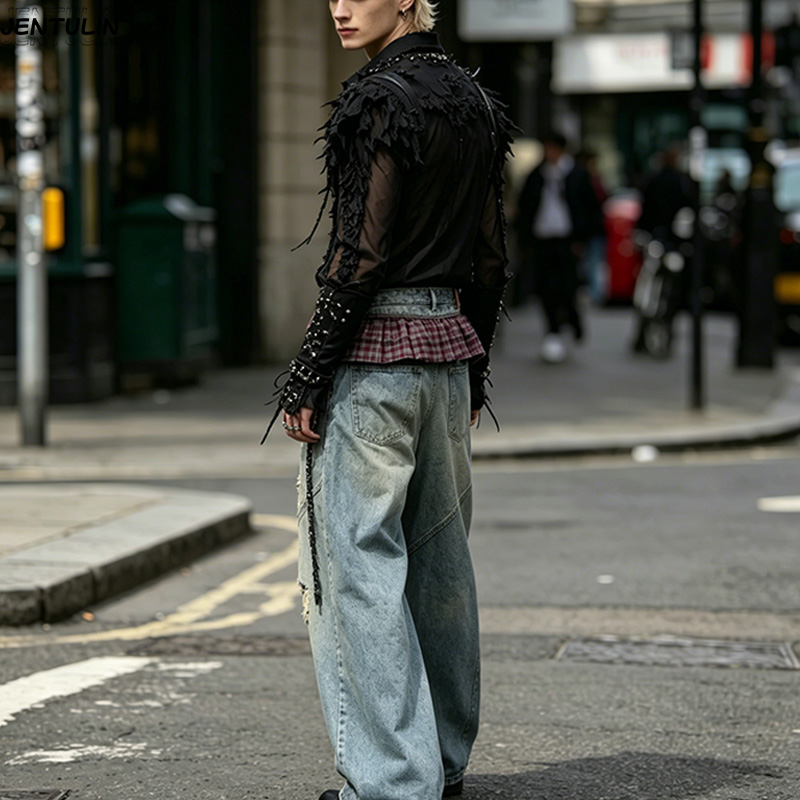 New Rivet Piercing Jeans Men's - Summer Vibes Clothing Men 评论和价格