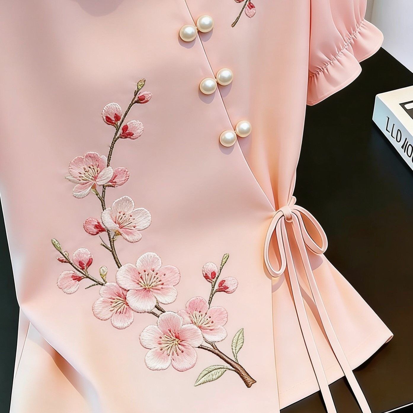 Chinese Style Embroidered Tie- - Tie Front Shirt 评论和价格