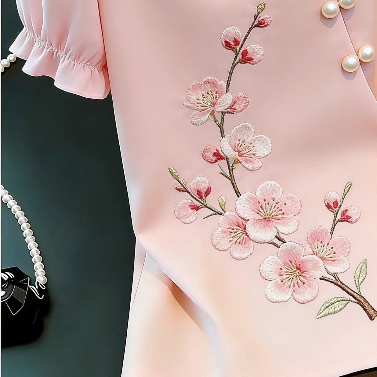 Chinese Style Embroidered Tie- - Tie Front Shirt 评论和价格