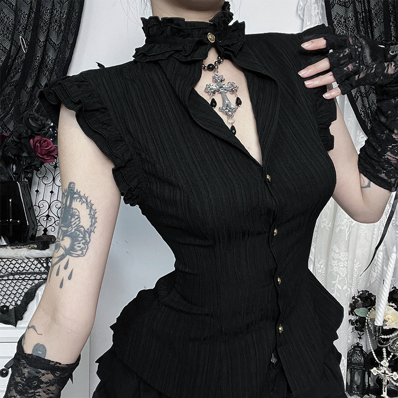 Goth Dark 90s Grunge Single Br - Summer Goth Clothing 评论和价格