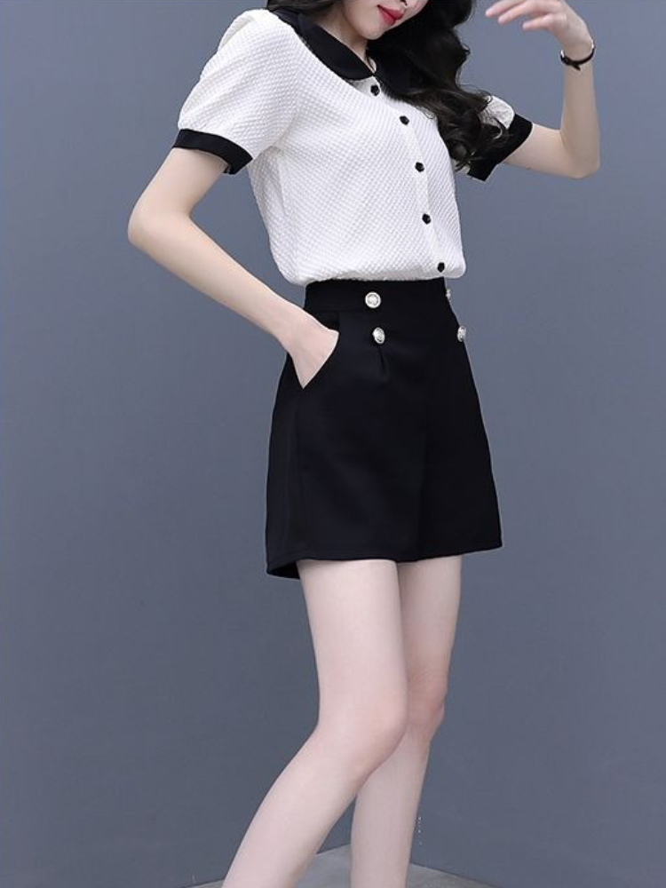 Contrast Color Button Short Se - Summer Clothing Trends 2025 评论和价格