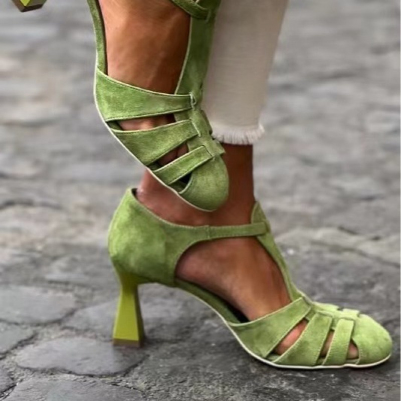 Women's Green Suede Kitten Hee - Summer Clothing Petite 评论和价格