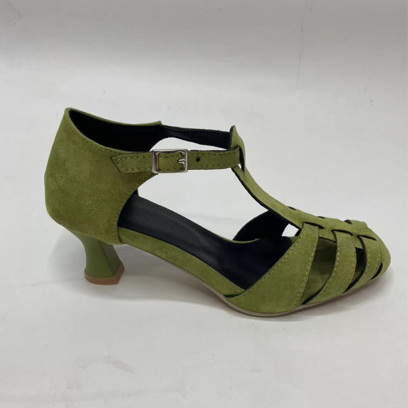 Women's Green Suede Kitten Hee - Summer Clothing Petite 评论和价格