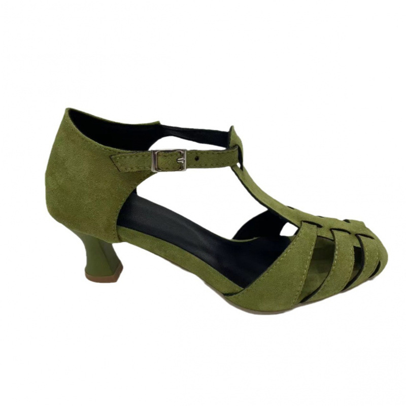 Women's Green Suede Kitten Hee - Summer Clothing Petite 评论和价格