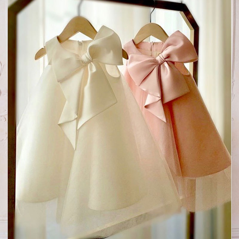 Summer Big Bow Baby Girl Dress - Summer Clothing Newborn 评论和价格