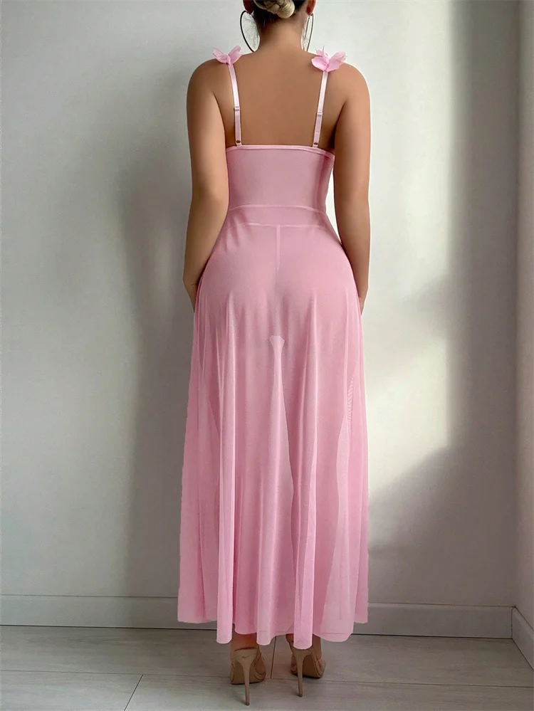 Pink Floral Lace See Through N - Summer Clothing Petite 评论和价格