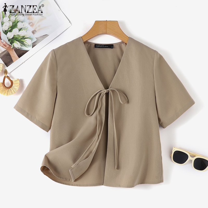 ZANZEA Women Fashion Tied Fron - Tie Front Shirt 评论和价格