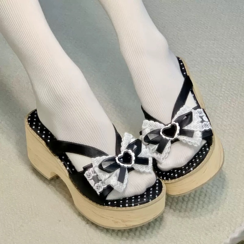 Sweet Bow Wood Grain Thick Bot - Summer Clothing Accessories 评论和价格