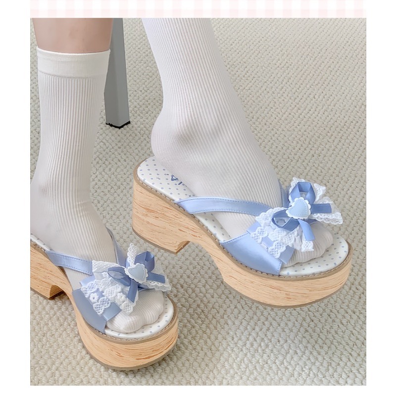 Sweet Bow Wood Grain Thick Bot - Summer Clothing Accessories 评论和价格
