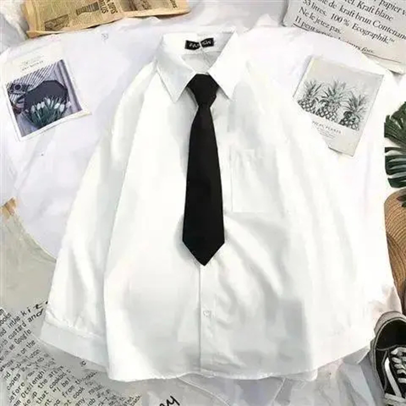 White Women School Shirts Fash - Tie Front Shirt 评论和价格