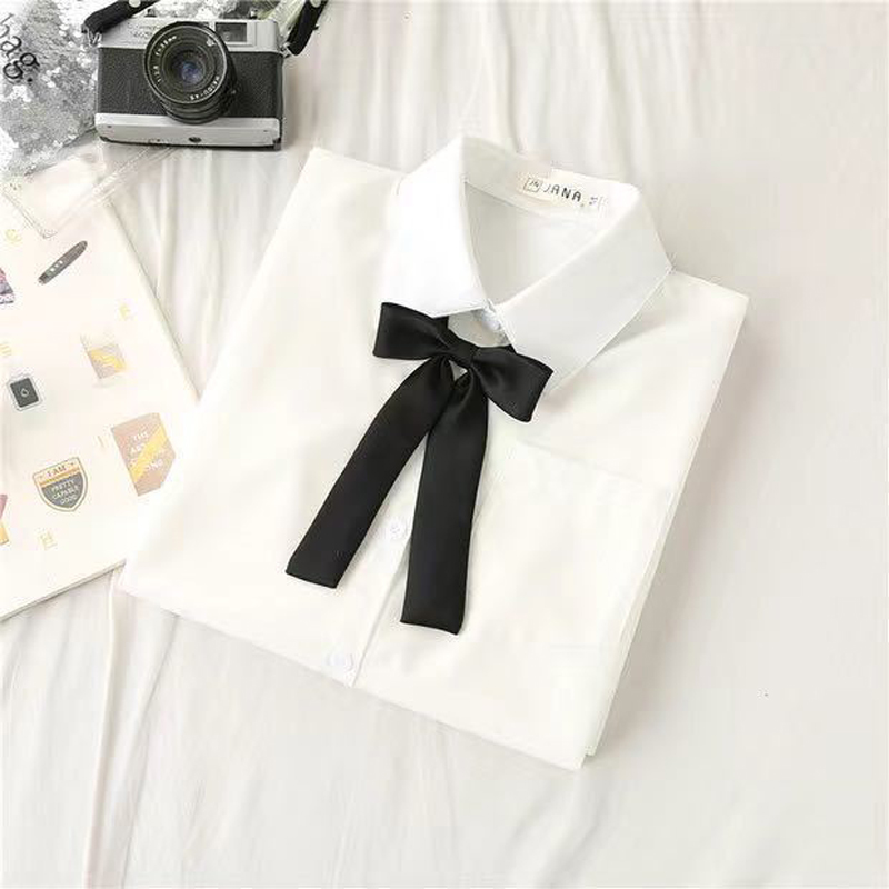 White Women School Shirts Fash - Tie Front Shirt 评论和价格