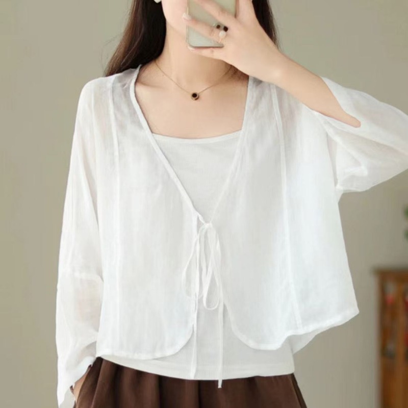 Womens Vintage Thin Sun Protec - Tie Front Shirt 评论和价格