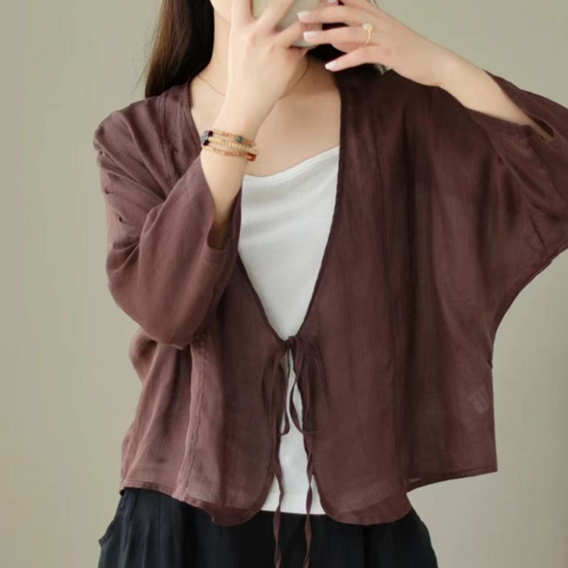 Womens Vintage Thin Sun Protec - Tie Front Shirt 评论和价格