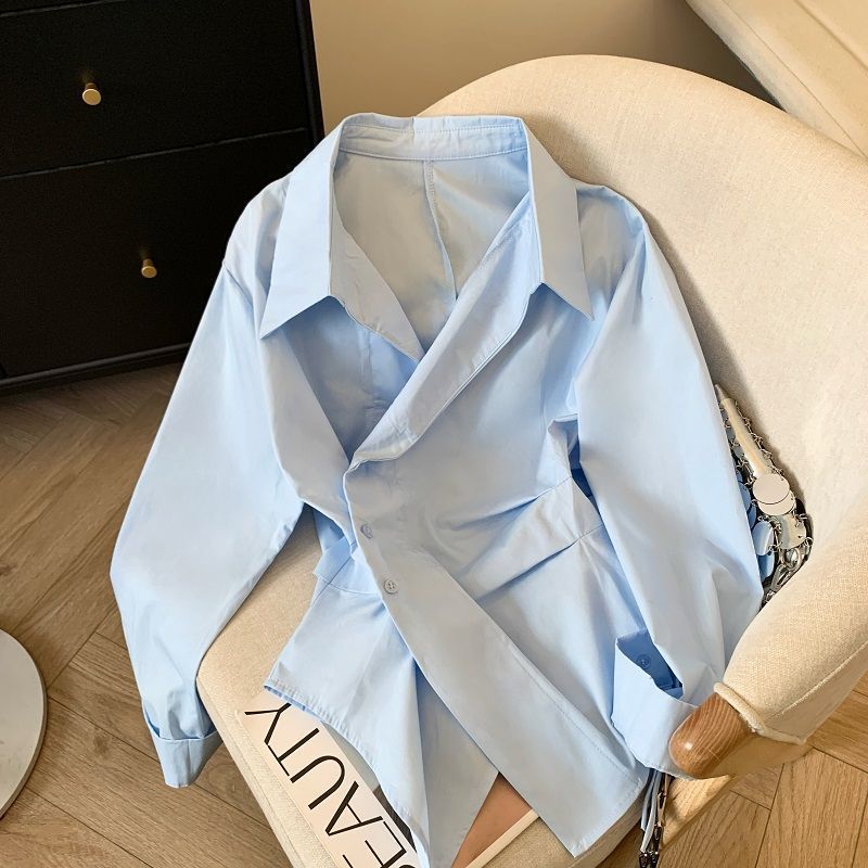 Designer Irregular Long sleeve - Tie Front Shirt 评论和价格