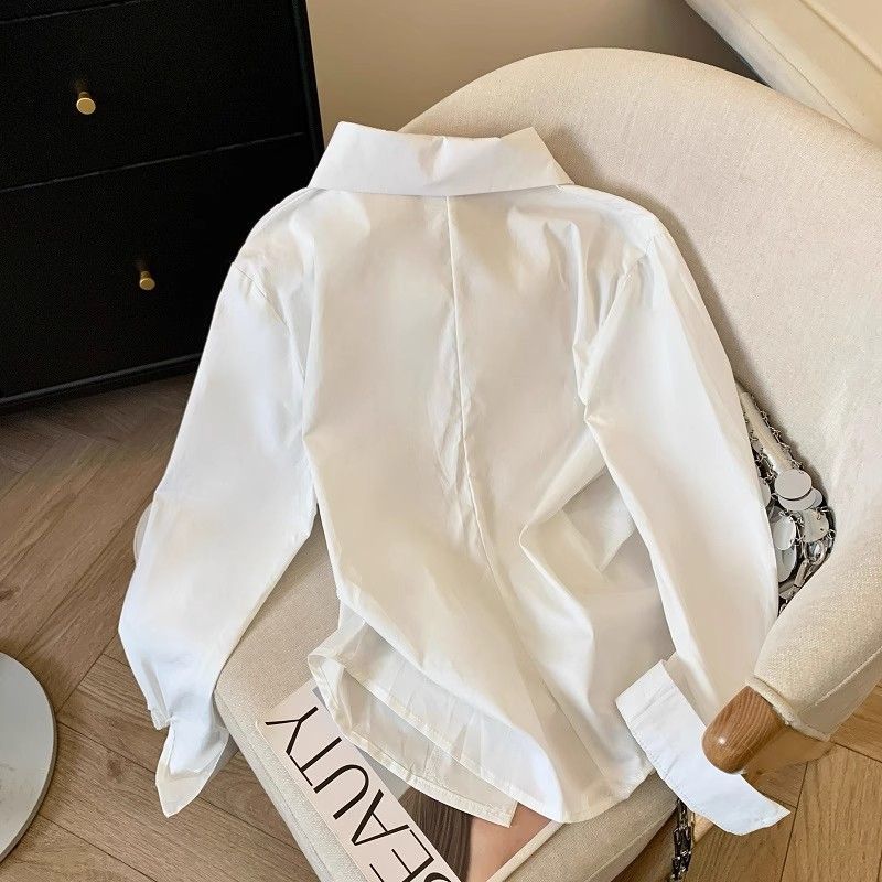 Designer Irregular Long sleeve - Tie Front Shirt 评论和价格