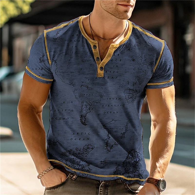 Men's Henry Shirts Funny 3D Pr - Summer Clothes Fashion 评论和价格