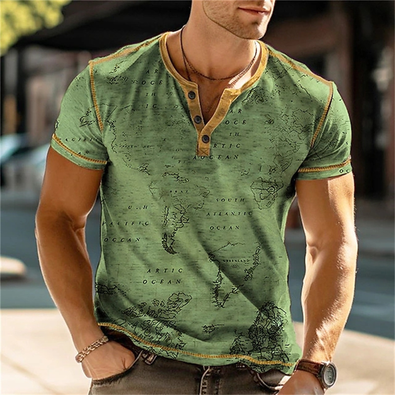 Men's Henry Shirts Funny 3D Pr - Summer Clothes Fashion 评论和价格