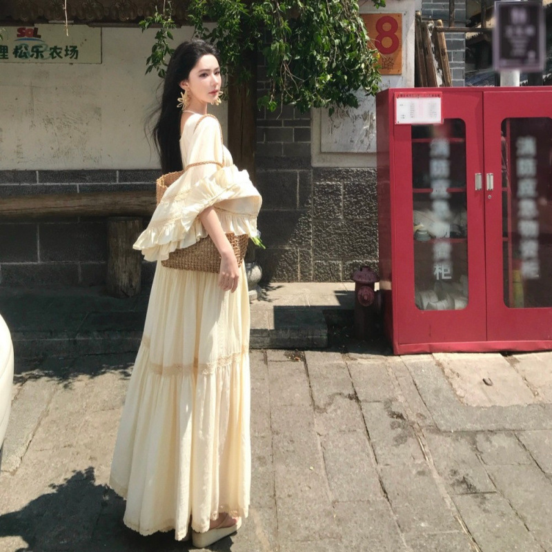 New Elegant Square Neck Trumpe - Summer Clothing Women Sale 评论和价格