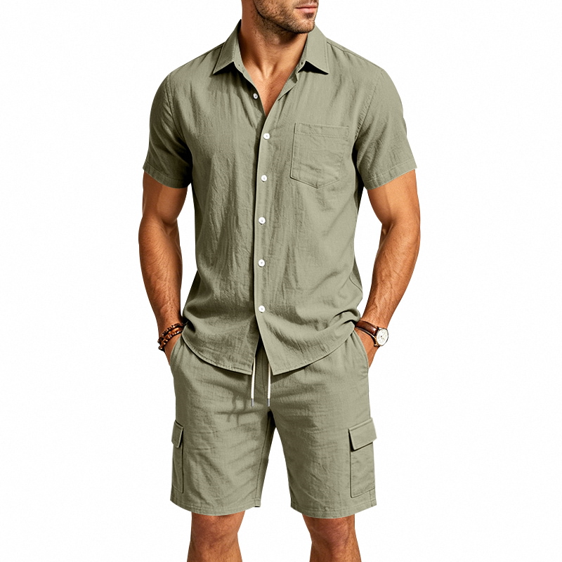 Men Summer American Linen Two  - Summer Clothing Essentials 评论和价格