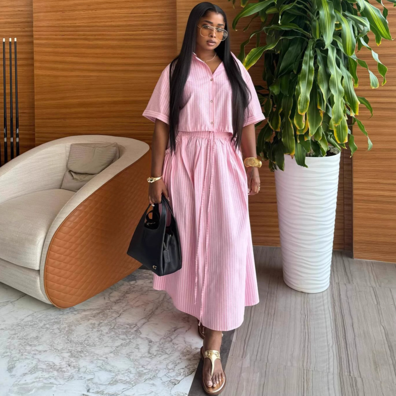 Women Summer Dress Lapel Singl - Summer Clothing Women Sale 评论和价格